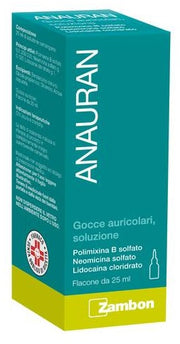 Anauran gocce auricolari, soluzione  polimixina b solfato, neomicina solfato, lidocaina cloridrato