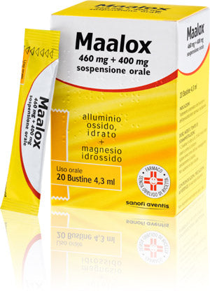 Maalox 460 mg + 400 mg sospensione orale  alluminio ossido, idrato + magnesio idrossido