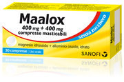Maalox 400 mg + 400 mg compresse masticabili senza zucchero  magnesio idrossido + alluminio ossido, idrato