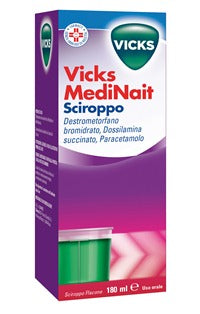 Vicks medinait 0,5 mg/ml + 0,25 mg/ml + 20 mg/ml sciroppo destrometorfano bromidrato, dossilamina succinato, paracetamolo