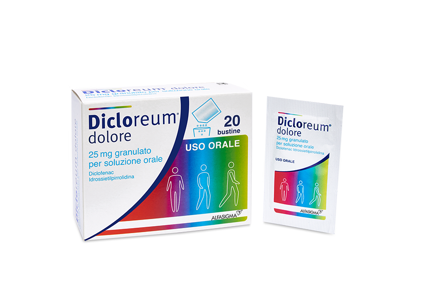 Dicloreum dolore 25 mg granulato per soluzione orale  diclofenac idrossietilpirrolidina