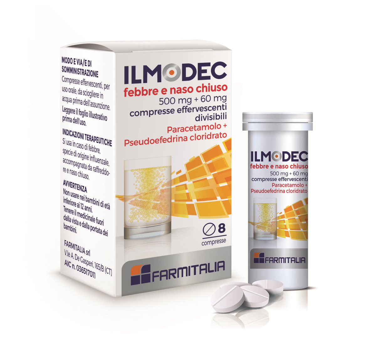 Ilmodec febbre e naso chiuso 500 mg + 60 mg compresse effervescenti  paracetamolo e pseudoefedrina cloridrato