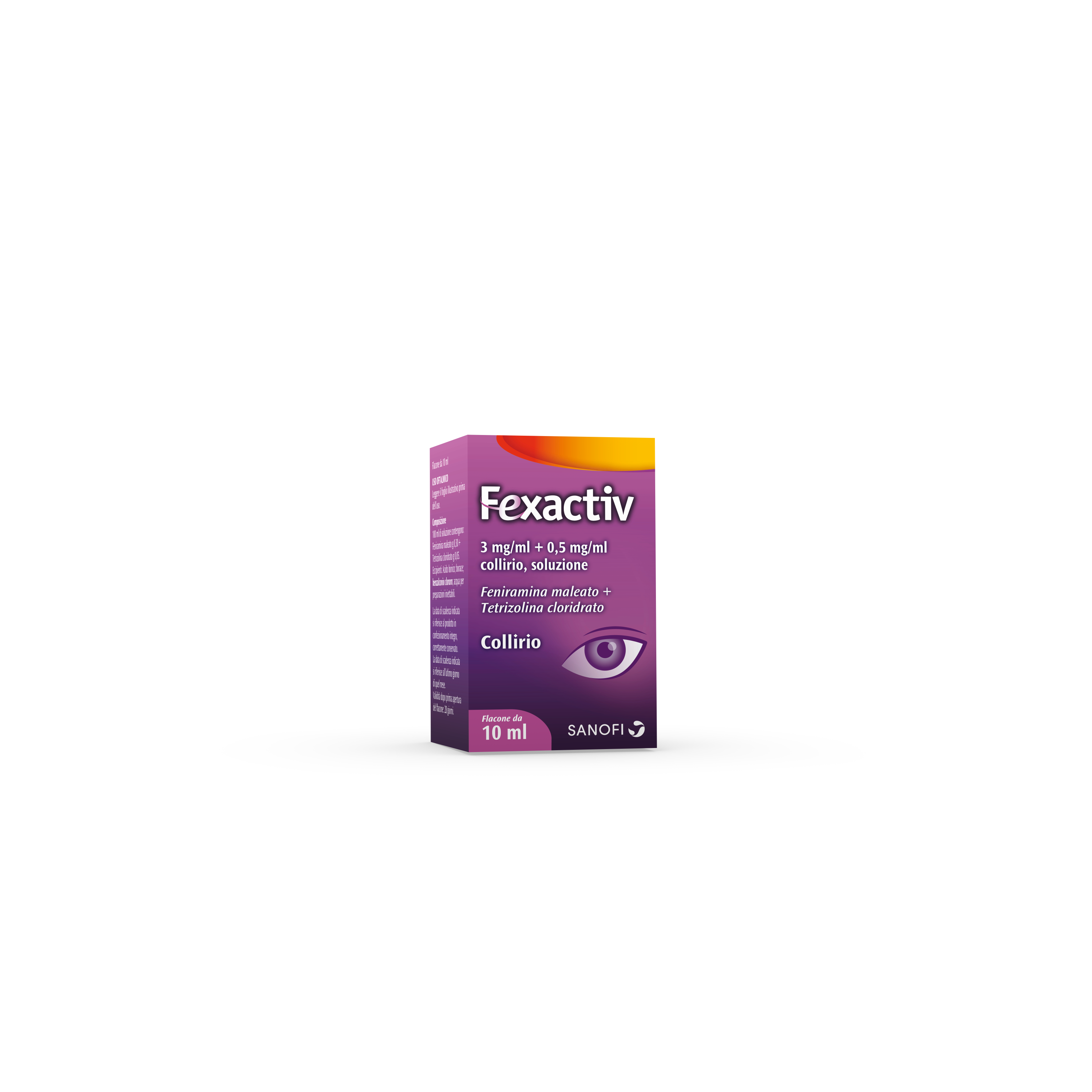 Fexactiv 3 mg/ml + 0,5 mg/ml collirio, soluzione  feniramina maleato + tetrizolina cloridrato