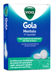 Vicks gola 5 mg/1 mg pastiglie 24 pastiglie gusto mentolo in blister al-pvc/petfe
