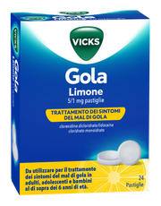 Vicks gola 5 mg/1 mg pastiglie 24 pastiglie gusto limone in blister al-pvc/petfe