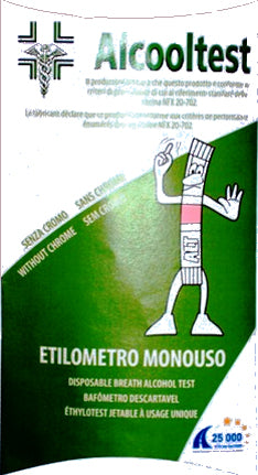 Test per la rilevazione di alcool nell'espirato monouso tolleranza metrologica 5% senza dicromato di potassio confezionamento 1 pezzo