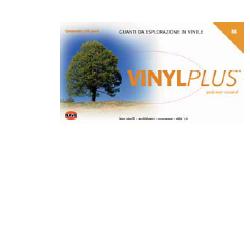 Guanto in vinile monouso ambidestro ed anatomico con polsino arrotolato, colore bianco trasparente, senza polvere, rivestito internamente in polimeri sintetici, vinyl plus. large