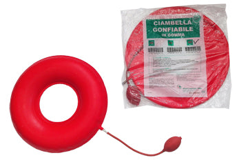 Ciambella gonfiabile per invalidi in gomma rossa team deluxe con pompa 45cm diametro