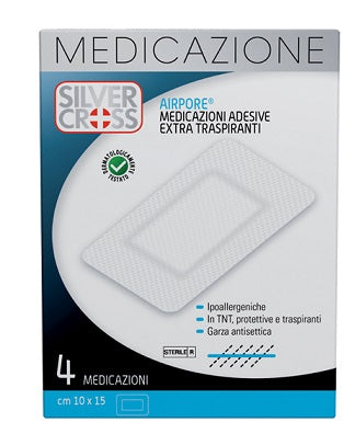 Silvercross airpore medicazione 10x15cm 4 pezzi