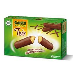 Giusto senza glutine tris biscotti ricoperti di cioccolato al latte 110 g