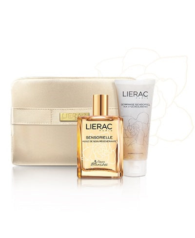 Lierac cofanetto huile sensorielle ai 3 fiori bianchi