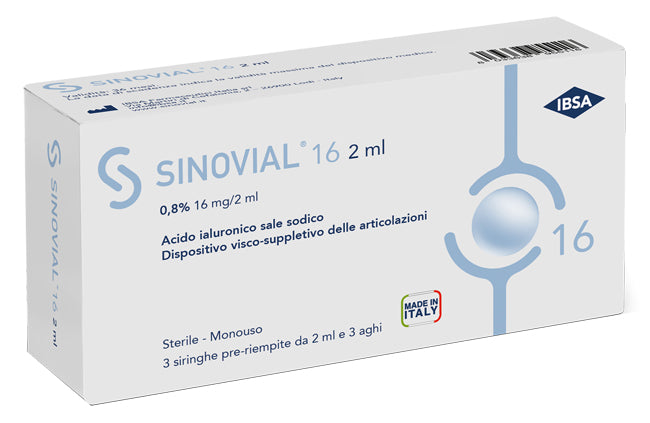 Siringa intra-articolare sinovial 16 acido ialuronico 0,8% 2 ml 3 pezzi