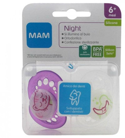 Mam night succhietto 6+ silicone confezione doppia