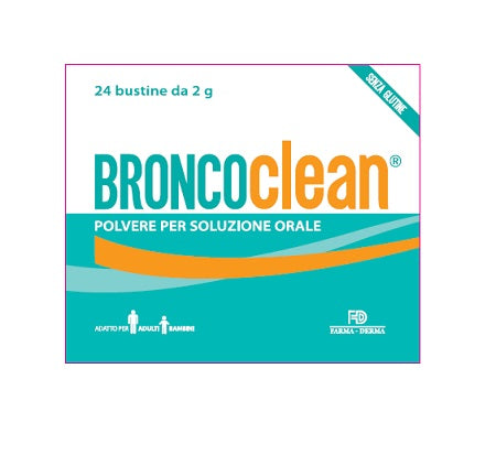 Broncoclean polvere per soluzione orale 24 bustine da 2 g l'una gusto mela