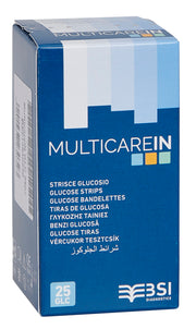 Strisce misurazione glicemia multicare in glucosio elettrodo 25 pezzi