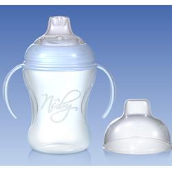 Nuby nt tazza da 240ml azzurra con manici removibili beccuccio antigoccia a flusso regolabile e cappuccio protettivo