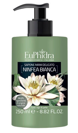 Euphidra sapone liquido mani ninfea in flacone con etichetta dispenser