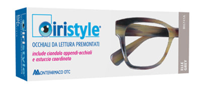 Occhiale da lettura premontato iristyle elle grey +1,50 con ciondolo appendi-occhiale e astuccio coordinato 1 paio