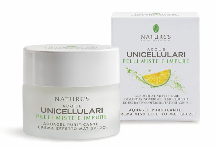 Nature's acque unicellulari aquagel crema viso effetto mat spf20 50 ml