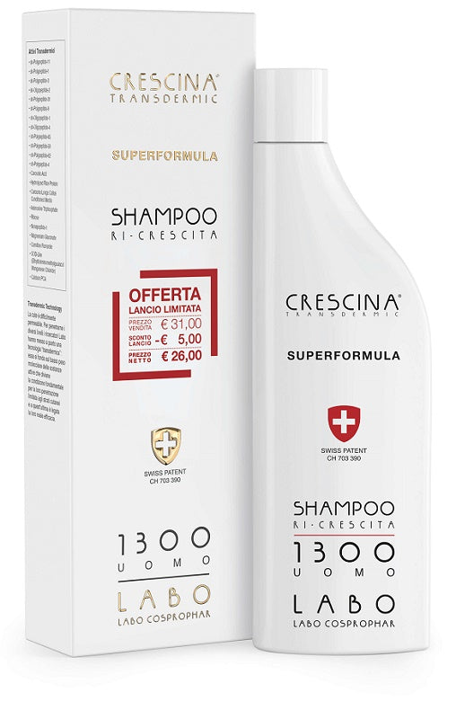 Shampoo crescina ri-crescita superformula 1300 uomo 150 ml