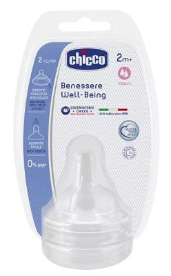 Chicco tettarella well being 2 mesi+ medium silicone 2 pezzi