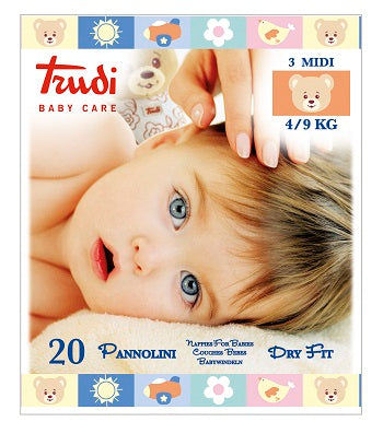 Trudi baby care pannolini dry fit midi 4/9 kg 20 pezzi