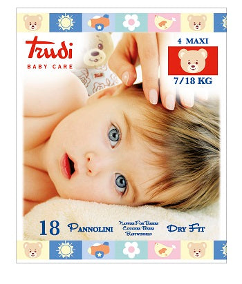 Trudi baby care pannolino dry fit maxi 7/18 kg 18 pezzi