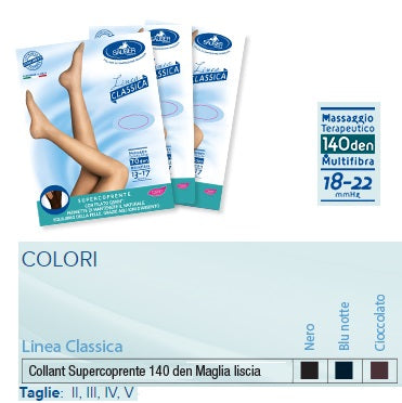 Sauber collant 140 denari super coprente microrete cioccolato 4 linea classica