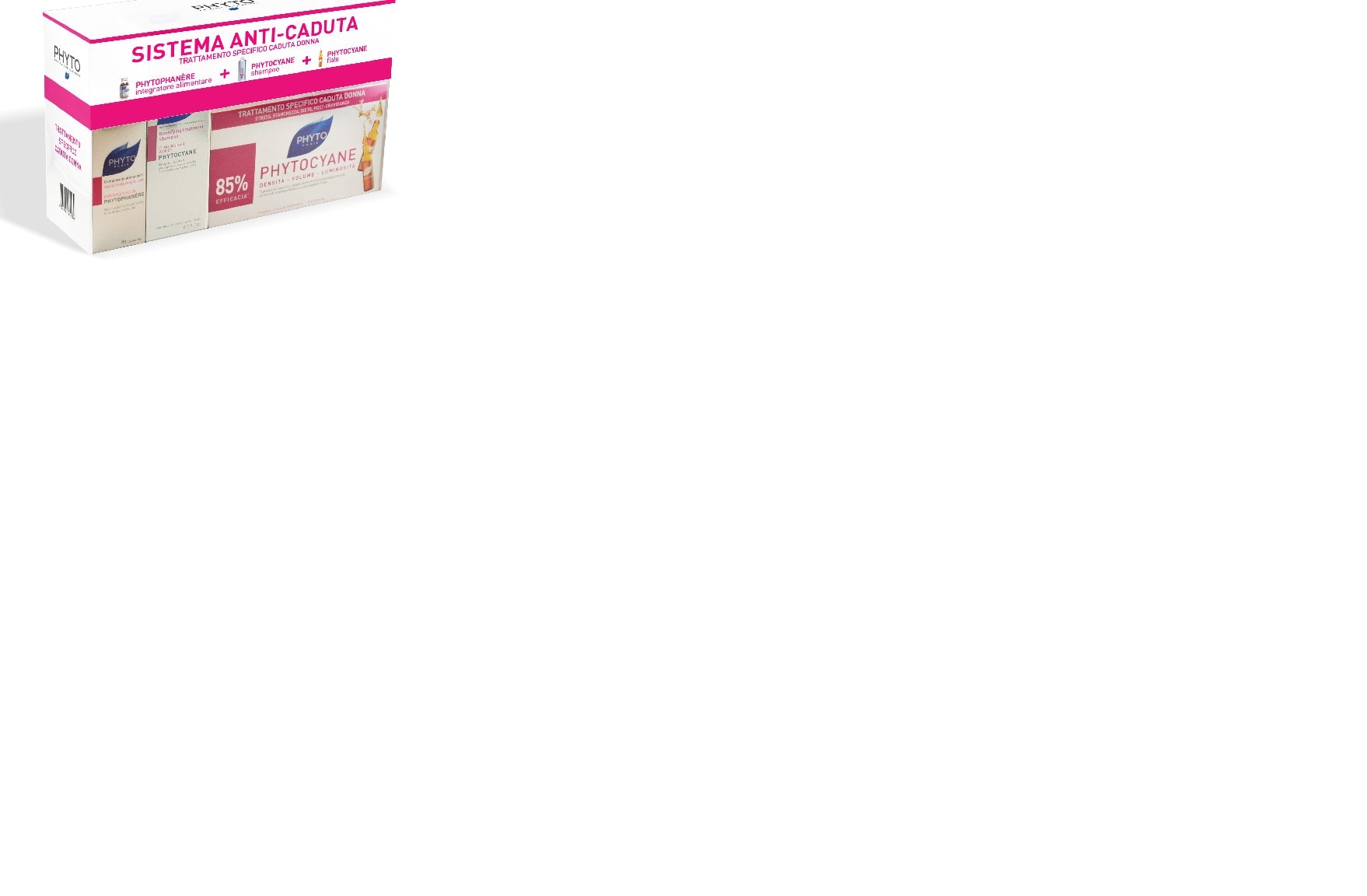 Coffret sistema phytocyane 90 capsule + 12 fiale x 7,5 ml + shampoo 200 ml