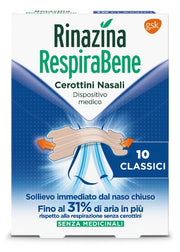 Rinazina respirabene cerotti nasali classici carton 10 pezzi