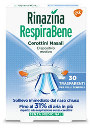 Rinazina respirabene cerotti nasali trasparenti carton 30 pezzi