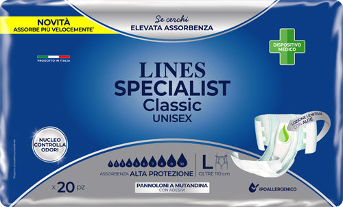 Pannolone a mutanda lines specialist classic alta protezione mg 20 pezzi