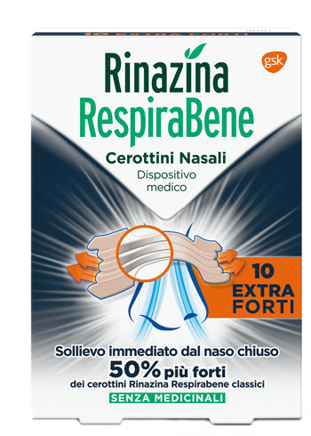 Rinazina respirabene cerotti nasali extra forti 10 pezzi