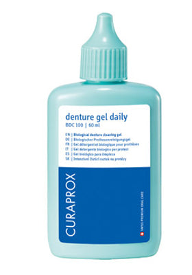 Curaprox bdc 100 daily gel per la pulizia quotidiana della dentiera e degli apparecchi mobili 60 ml 1 pezzo