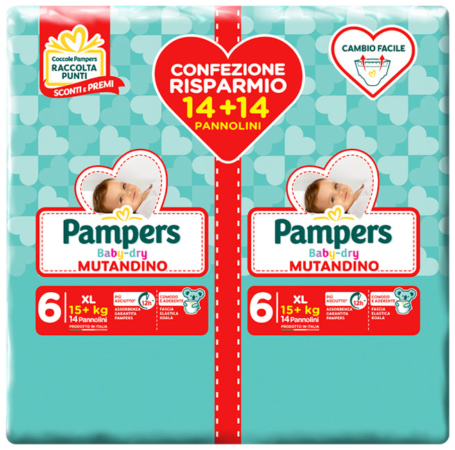 Pampers baby dry pannolino a mutandina duo downcount xl 28 pezzi