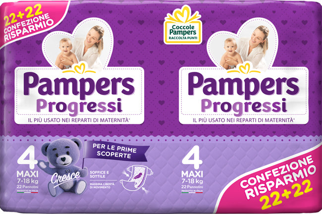 Pampers progressi maxi pannolino 4 7-18kg 44 pezzi