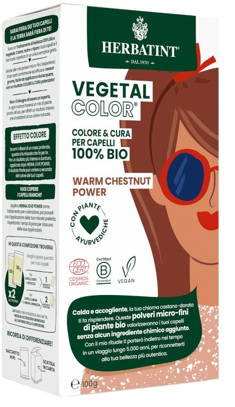 Herbatint vegetal color warm chestnut power ita 100 g