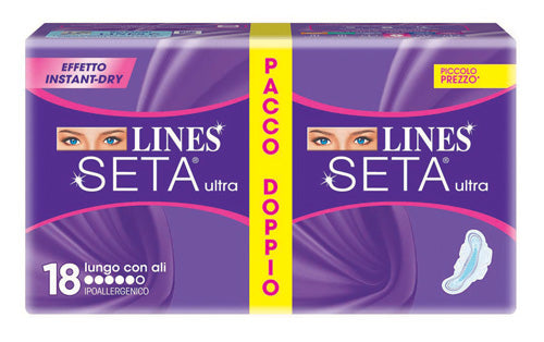 Lines seta ultra assorbente lungo con ali 18 pezzi