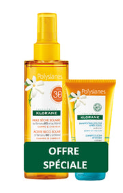 Klorane kit polysianes olio secco tamanu monoi spf30 200 ml + shampoo doccia monoi 75 ml