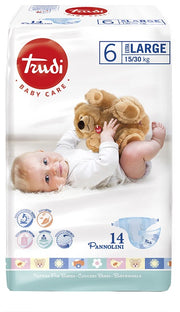 Trudi baby care pannolino bambini extralarge 15/30 kg 14 pezzi