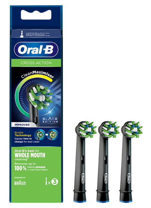 Oralb cross action black eb50 testine per spazzolino elettrico 3 pezzi