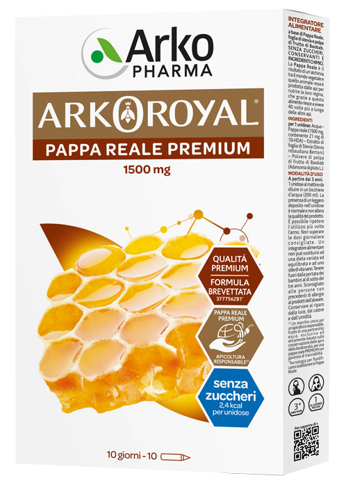 Arkoroyal pappa reale 1500mg senza zucchero 10 flaconcini da 15 ml