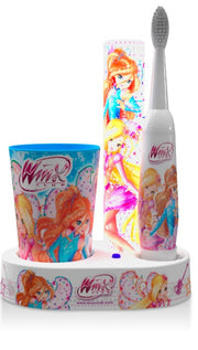Kit regalo winx led 1 spazzolino + 1 dentifricio 75 ml + 1 bicchiere + 1 base luminosa