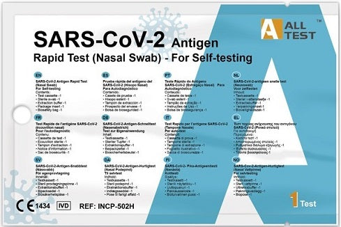 Test antigenico rapido covid-19 alltest autodiagnostico determinazione qualitativa antigeni sars-cov-2 in tamponi nasali mediante immunocromatografia
