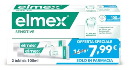 Elmex dentifricio sensitive taglio prezzo 2 pezzi da 100 ml