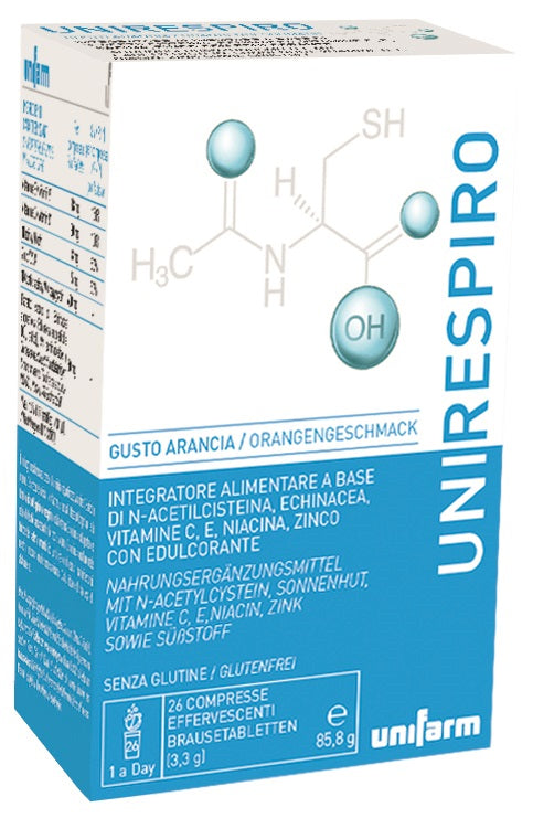 Unirespiro 26 compresse effervescenti gusto arancia