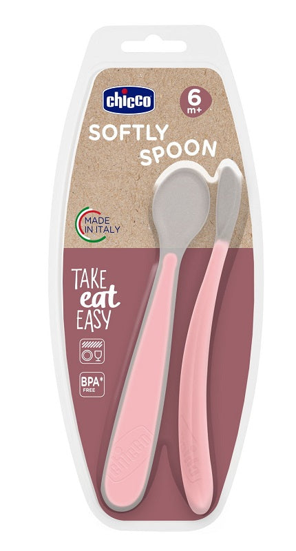 Chicco cucchiaio in silicone doppio rosa 6m+